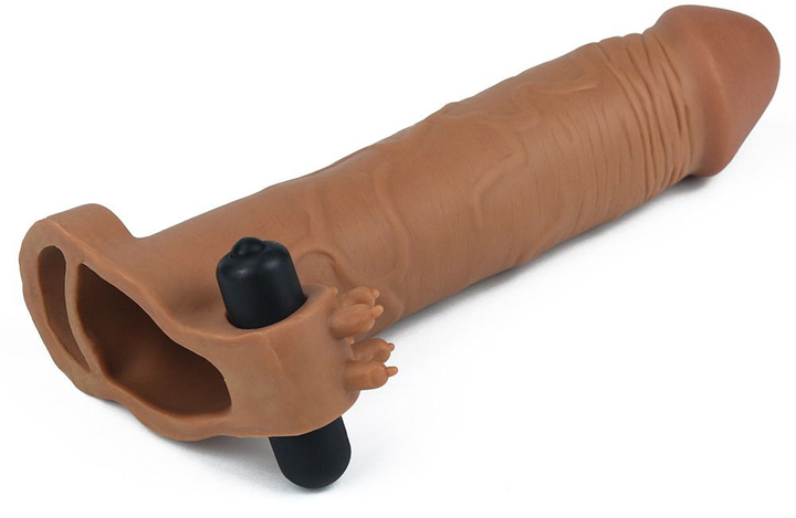 Насадка на пеніс з вібрацією Pleasure X-Tender Series Perfect for 5-6.5 inches Erect Penis колір коричневий (18911014000000000) - зображення 4