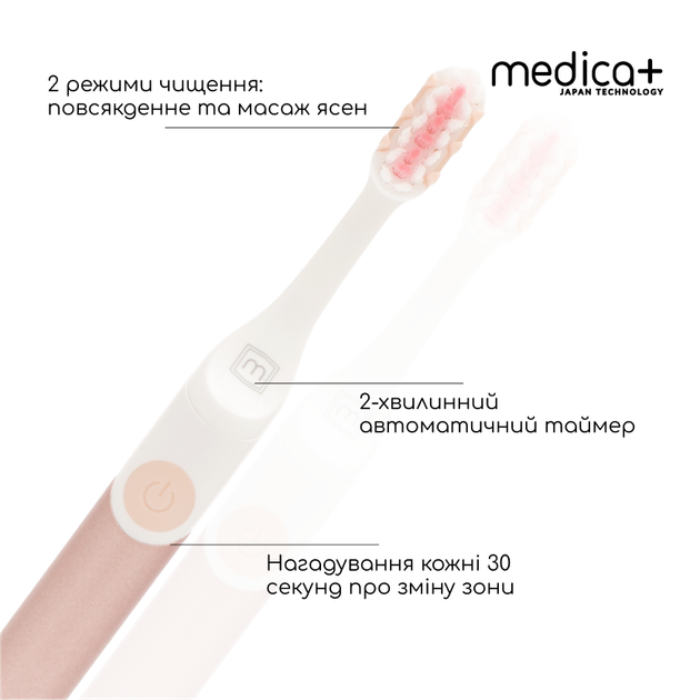 Звукова зубна щітка Medica+ ProBrush 7.0 Compact Pink + Насадки (4 шт) - зображення 7