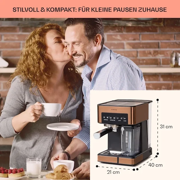 Кофеварка кофемашина эспрессо-машина Klarstein Arabica Comfort цвет бронза (10041524) - изображение 3