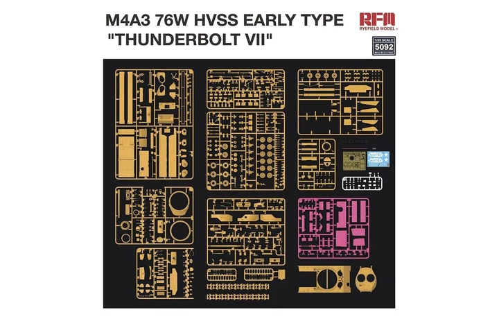 Збірна модель 1/35 Танк M4A3 Sherman 76W HVSS раннього типу "Thunderbolt VII" RFM RM-5092 - изображение 4