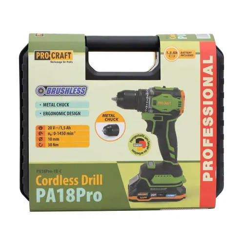 Шуруповерт аккумуляторный Procraft PA18 Pro (бесщеточный, кейс, 1 АКБ и ЗУ) - Фото 10 Шуруповерт аккумуляторный Procraft PA18 Pro (бесщеточный, кейс, 1 АКБ и ЗУ) - изображение 10
