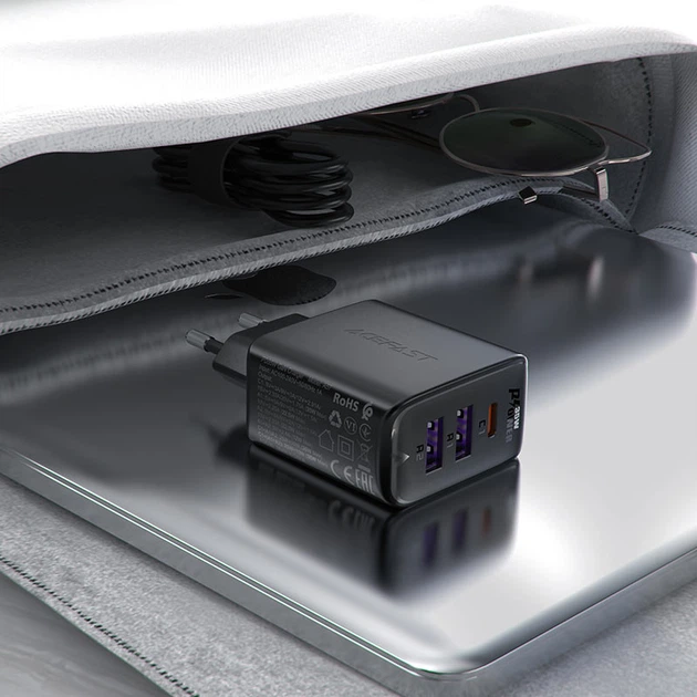 Мережевий зарядний пристрій Acefast A57 PD35W GaN 2xUSB-A+USB-C charger Black (6974316282730) - зображення 5