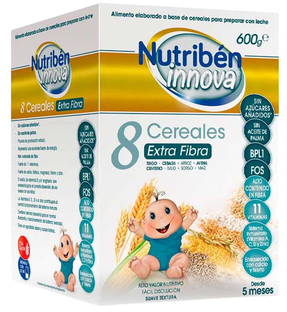 Дитяча мультизлакова каша Nutriben Nutribn Innova 8 Cereals Extra Fibre 600 г (8430094310662) - зображення 1
