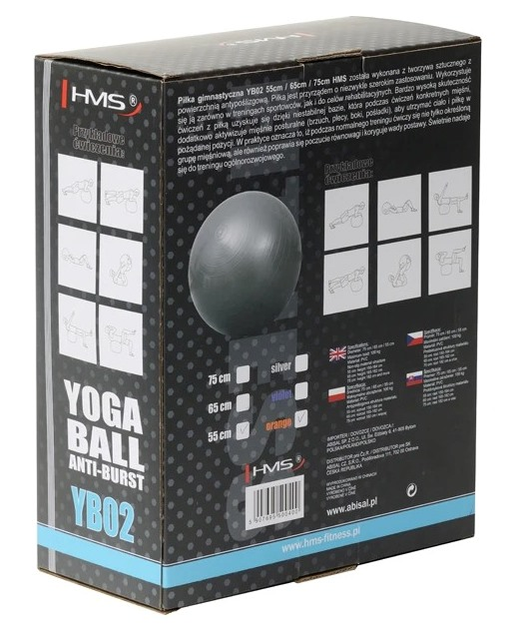 Piłka do ćwiczeń HMS 55 cm ANTI-BURST YB02 NEW pomarańczowy (5907695554809) - obraz 7