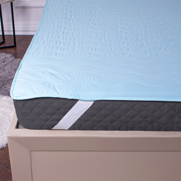 Акція на Наматрацник MirSon Eco Light №1716 Wool Air-line на резинці по кутках Blue 150x200 см від Rozetka