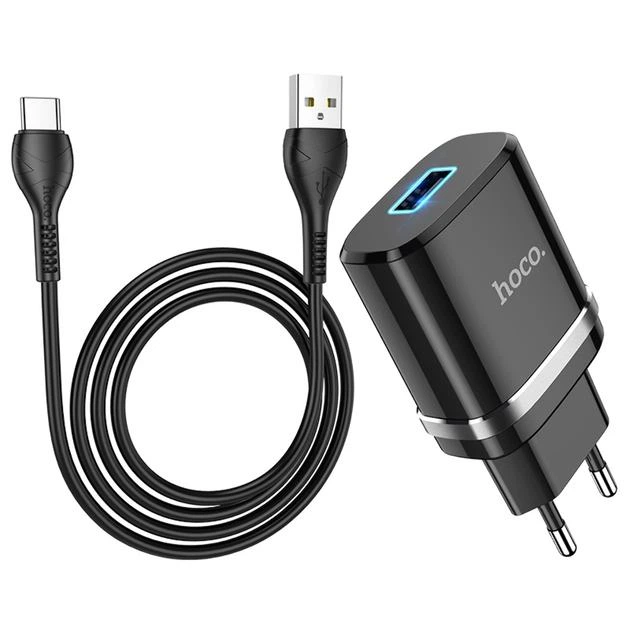 Зарядний пристрій Hoco N1 USB Black + кабель USB to Type-C - зображення 4