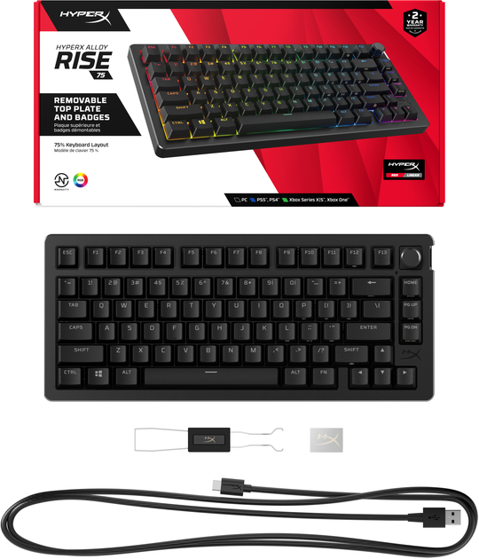 Klawiatura przewodowa HyperX Alloy Rise 75 PBT HX Red USB Black (7G7A4AA) - obraz 4