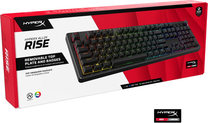 Klawiatura przewodowa HyperX Alloy Rise PBT HX Red USB Black (7G7A3AA) - obraz 6