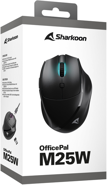 Mysz Sharkoon OfficePal M25W Wireless/USB Black (4044951039647) - obraz 8