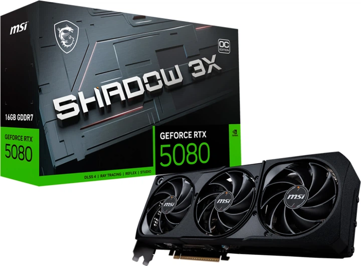 Видеокарта MSI PCI-Ex GeForce RTX 5080 SHADOW 3X OC 16GB GDDR7