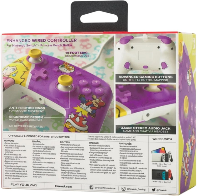Kontroler PowerA Nintendo Switch Enhanced Wired Controller Princess Peach Battle (0617885039416) - obraz 12
