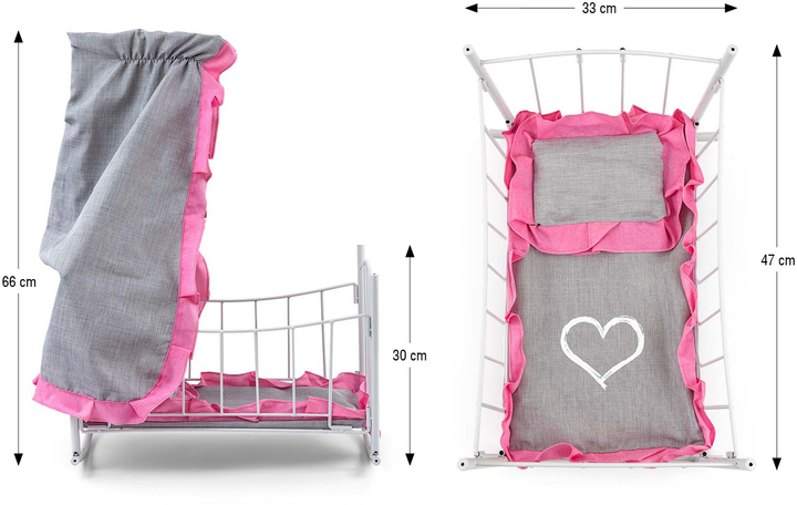 Łóżeczko Milly Mally Kołyska Prestige Lily dla lalek z baldachimem Pink Różowe (5901761127362) - obraz 3