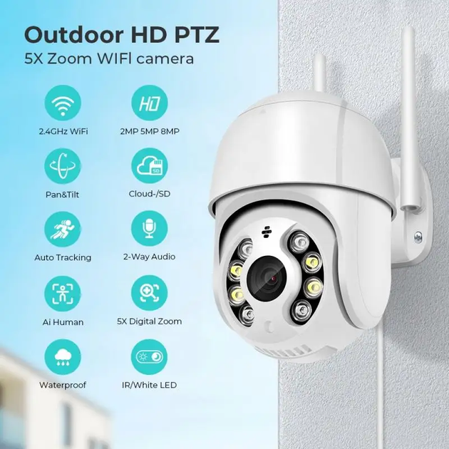 Камера поворотная ICSee 4Mp 3,6mm WiFi TF пластик mic spk (0676) - изображение 2