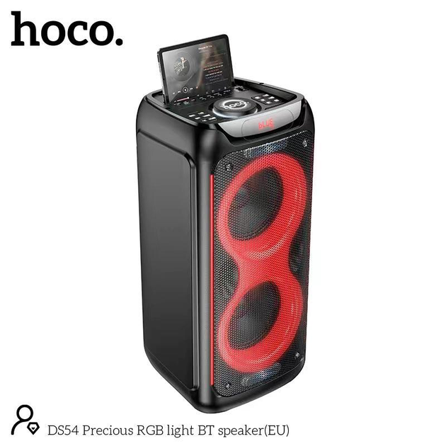 Портативна бездротова Bluetooth колонка акустика-караоке з мікрофоном Hoco DS54 BT5.0, TWS, TF/USB/AUX, 25Wx2, 3H, 1mic, remorte Black - зображення 7