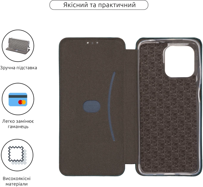 Чехол-книжка для смартфона Motorola Moto G15 ArmorStandart G-Case Green (ARM83217) - изображение 3