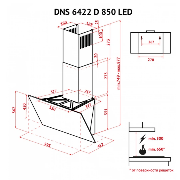 Похила витяжка Perfelli DNS 6422 D 850 WH LED - зображення 15
