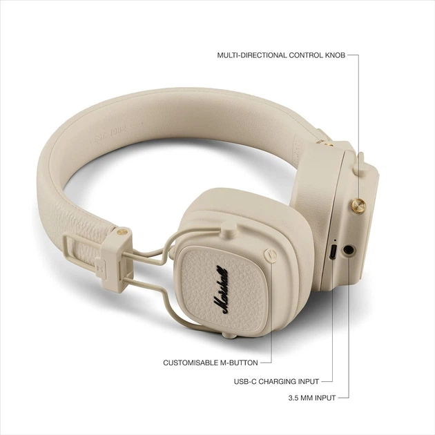 Навушники з мікрофоном Marshall Major V Cream (1006833) - изображение 4