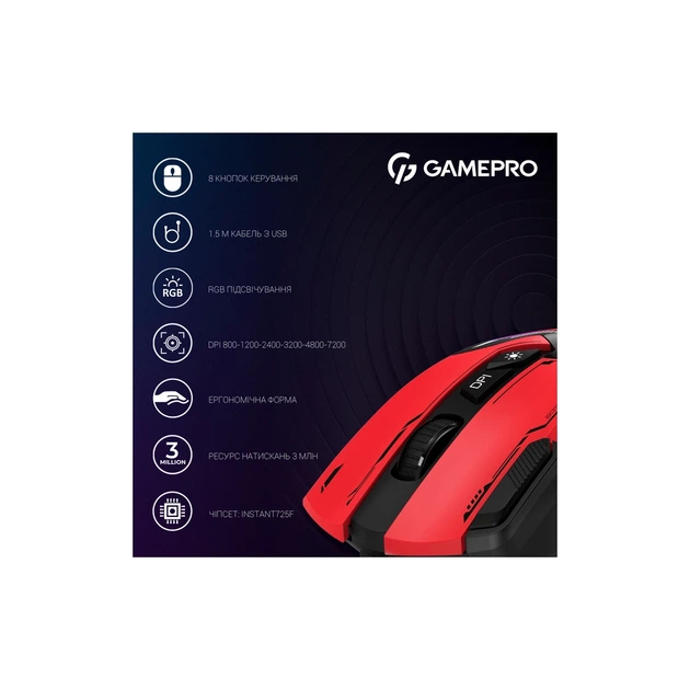Мишка GamePro GM300R USB Red/Black (GM300R) - зображення 8