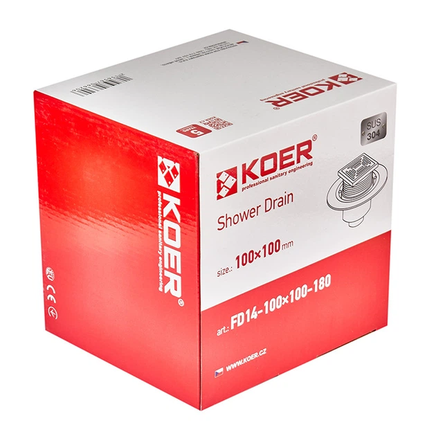 Трап для душа линейный Koer FD14-100x100-180 из нержавеющей стали 100×100 мм (AC0662) - изображение 3