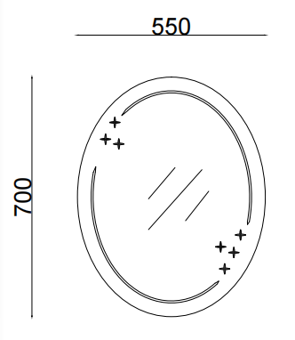 Дзеркало настінне Zerix FUSION MOZ03-55x70 овальне з декором (ZX5632) - зображення 2