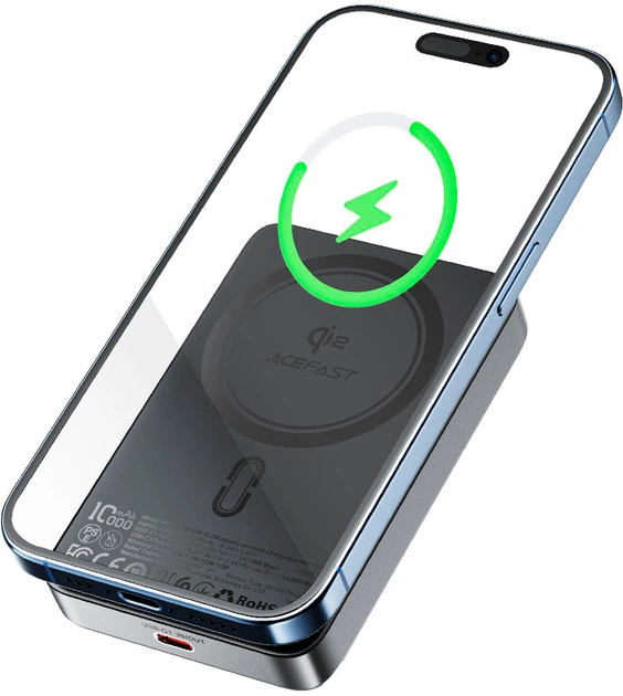 Powerbank Acefast M11 PD30W Qi2 10000mAh Black (6974316282341) - obraz 4