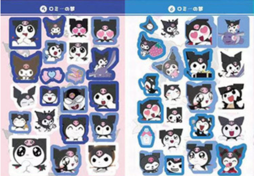 Альбом стикеров многоразовых водоотталкивающих Куроми Sanrio аниме 450 шт -стикербомбинг на авто телефон ноутбук стену самокат (II) 32087 - изображение 4