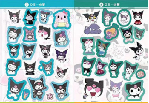 Альбом стикеров многоразовых водоотталкивающих Куроми Sanrio аниме 450 шт -стикербомбинг на авто телефон ноутбук стену самокат (II) 32087 - изображение 5