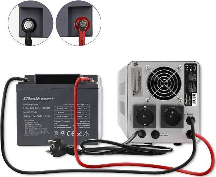 UPS Qoltec Pure Sine Wave 500VA/350W (50719) (955555906181563) - Outlet - obraz 4