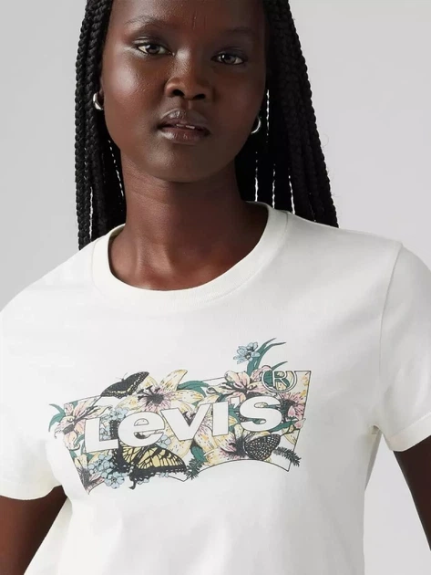 Футболка бавовняна жіноча Levi's The Perfect Tee Lily Bw Fill Egret Grap 17369-2948 L Біла (5401187066011) - зображення 3