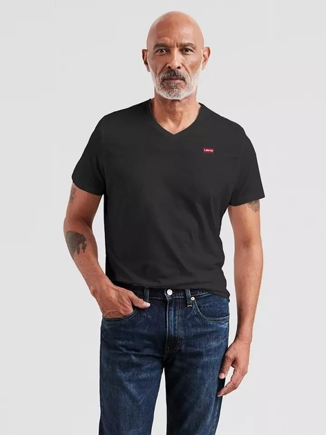 Футболка бавовняна довга чоловіча Levi's Original Hm Vneck 85641-0001 XL Чорна (5400816655527) - зображення 1