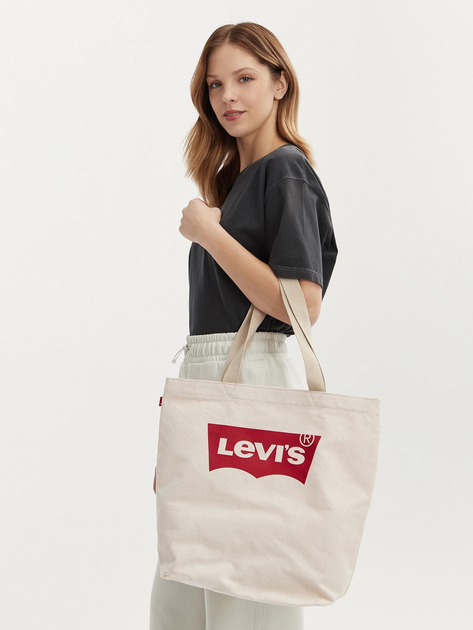 Torebka shopper damska materialowa duża Levi's Womens Batwing Tote 38126-0027 Biała (7613369285686) - obraz 2