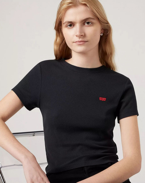 Koszulka damska bawełniana Levi's Essential Sporty Tee Rib A7419-0014 L Czarna (5401157130605) - obraz 4