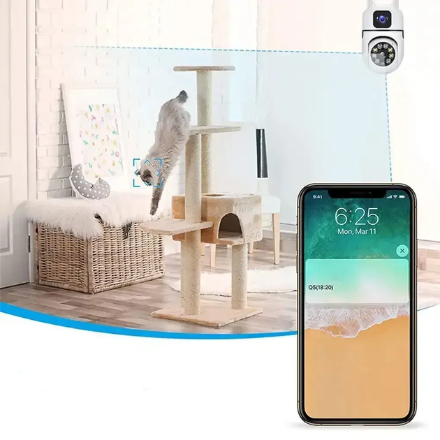 Вулична WiFi камера відеоспостереження, від мережі, Dual Lens EW10 (L) - Фото 4 Вулична WiFi камера відеоспостереження, від мережі, Dual Lens EW10 (L) - зображення 4