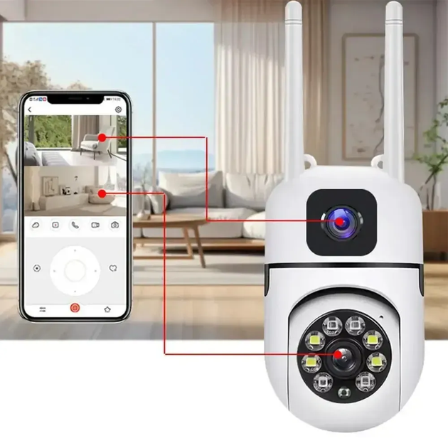 Вулична WiFi камера відеоспостереження, від мережі, Dual Lens EW10 (L) - Фото 6 Вулична WiFi камера відеоспостереження, від мережі, Dual Lens EW10 (L) - зображення 6