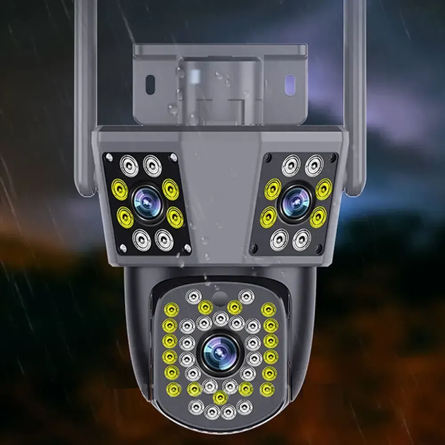 Вулична WIFI камера відеоспостереження 9MP, 6K, 3 об'єктиви (L) - изображение 4