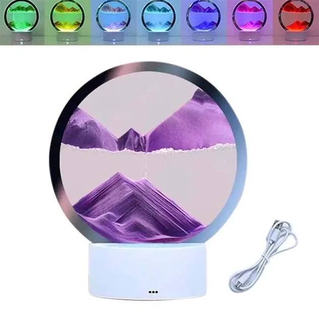 Настольная LED лампа ночник RGB Песочные часы 3D Sandscape. Картина Подвижный песок - изображение 2