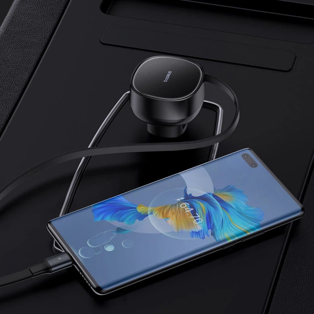ОЗУ Baseus Enjoyment Pro Car Charger USB + Retractable Type-C Cable 60W black - Фото 8 ОЗУ Baseus Enjoyment Pro Car Charger USB + Retractable Type-C Cable 60W black - изображение 8