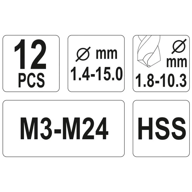 Набор YATO экстракторы сломанных болтов M3-M24 12 штук YT-0591 - изображение 4