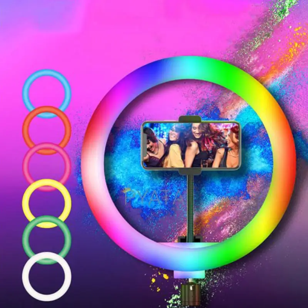 Лампа кольцевая цветная RGB 3D 26 см - Фото 3 Лампа кольцевая цветная RGB 3D 26 см - изображение 3