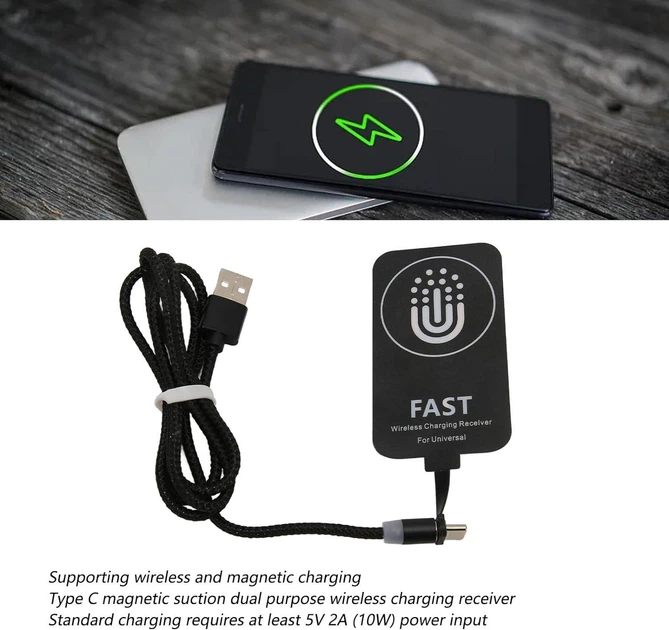 Модуль приемник беспроводной зарядки QINETIQ Fast 2A/10W Wireless Receiver S10 type C ресивер для приема беспроводной зарядки телефонов андроид samsung самсунг xiaomi сяоми с магнитным коннектором и кабелем - изображение 9