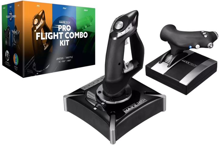 Przewodowy joystick Maxx Tech Pro Flight Combo - PS4/PC/Xbox (5055957705268) - obraz 4
