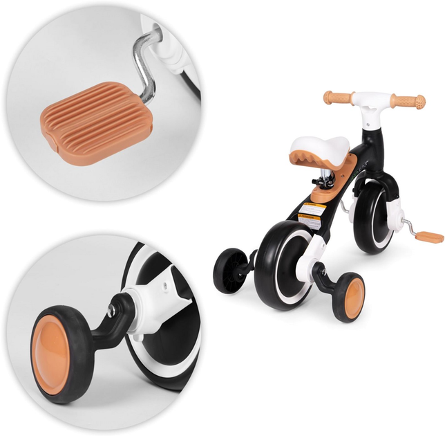 Біговел з педалями EcoToys навчальний бічні колеса 3в1 LC-V1359 Black (5905817005505) - зображення 9