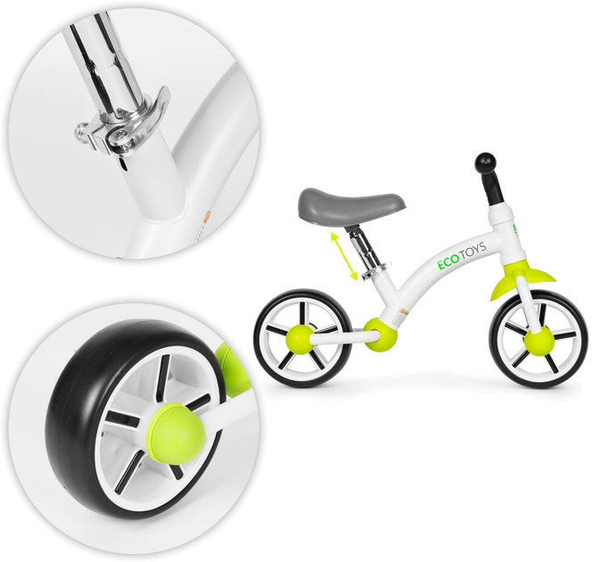 Біговел EcoToys LC-V1252 White/Green (5905817006021) - зображення 5
