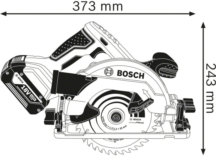 Акумуляторна циркулярна пила Bosch Professional GKS 18V-57G (06016A2101) - зображення 2