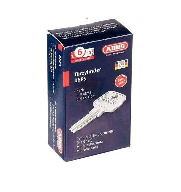 Дверний циліндр Abus KD6PS N Z40/K40 5К ключ\вороток, нікель матовий - изображение 6