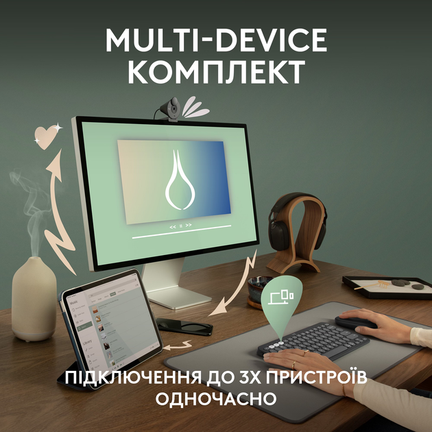 Комплект бездротовий Logitech Pebble 2 Combo Tonal Graphite UA (920-012239) - зображення 3