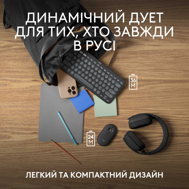 Комплект беспроводной Logitech Pebble 2 Combo for Mac Tonal Graphite UA (920-012244) - изображение 9