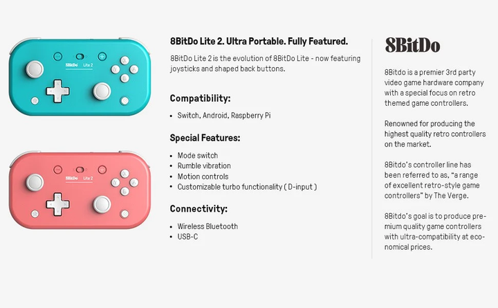 Kontroler bezprzewodowy 8BitDo Micro Bluetooth Gamepad Green (6922621503583) - obraz 7