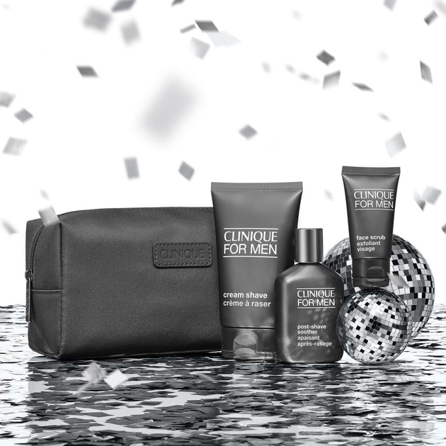 Набір для чоловіків Clinique Razor ready Routine Крем для гоління 125 мл + Бальзам після гоління 75 мл + Скраб для обличчя 30 мл + Косметичка (192333224748) - зображення 4