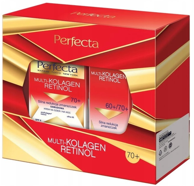 Набір для догляду за обличчям Perfecta Multi Kolagen Retinol 70+ Денний і нічний крем 50 мл + Крем для шкіри навколо очей 15 мл (5900525083524) - зображення 1